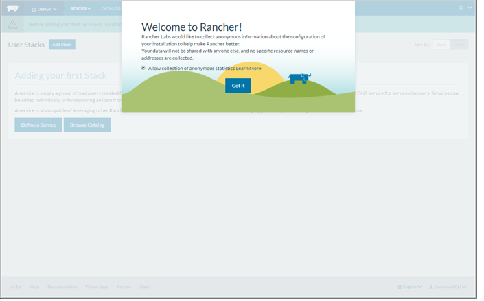 ＜図2＞ RancherServerへのログイン